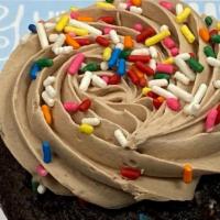 Chocolate Funfetti · Our rich devil's food cake mixed with sprinkles, topped with chocolate buttercream then fini...