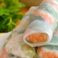Soft Spring Roll (2) · Soft rice paper wrapped with vermicelli, lettuce, cilantro, carrot, and cucumber. Served wit...
