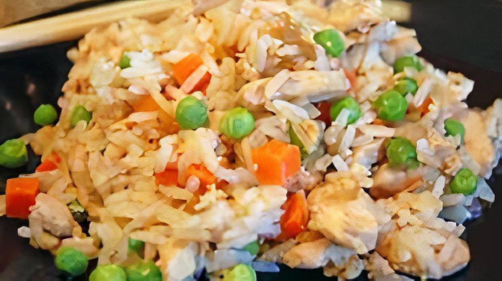 Jasmine Fried Rice (Non Seafood) · carrots, peas, & onion.  Choose protein Beef, Pork, Chicken,  or Tofu