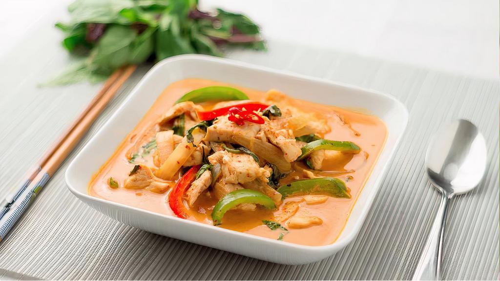 Red Curry (Combo) · Sweet bell pepper, onion, carrot, potato, bamboo shoot, and thai basil.

Chicken, Beef, Pork, Tofu, Shrimp, Crabmeat, or Calamari.