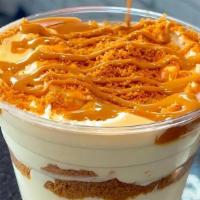 Biscoff Parfait · Whipped pudding, biscoff cookies and biscoff sauce