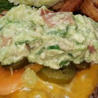 Sante Fe Burger · Spicy and delicious charbroiled burger with chipotle mayo sauce, guacamole, jalapeño, Chedda...