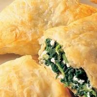 Spanakopita (Spinach Pie) · 8 oz. Fine layers of filo dough, baked with fresh spinach and feta cheese.
