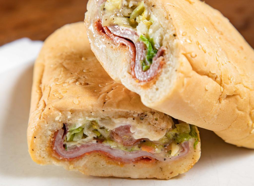 Classic Italian (S) · From our original Italian sub created in 1968 - pepperoni, hard salami, and ham. we suggest adding our 1968 classic dressing (Oil & Vinegar). 420-840 cal.