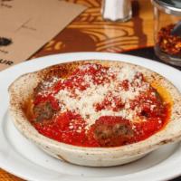 Meatballs · Eight pork and beef meatballs topped with marina and pecorino romano. *Not GF.