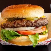 Angus Beef · 1/3 pound patty, house sauce, leaf lettuce, roma tomato, pickles shaved onions, and American...