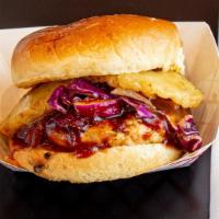 Hawaiian Salmon · Pescatarian. 1/4 pound patty, red cabbage slaw, pineapple, ginger vinaigrette, and barbecue ...