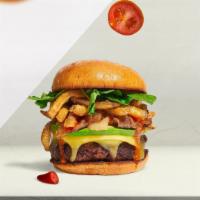 King'S Supreme Fries Burger · Halal beef patty topped with fries, avocado, caramelized onions, ketchup, lettuce, tomato, o...