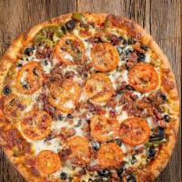 Rosati’S Monster · Gourmet Italian sausage, meatball, pepperoni, Canadian bacon, onion, black and green olives,...