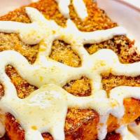 Churro French Toast · Cinnamon Sugar crusted French Toast, cooked to perfection with a cream cheese glaze on top! ...