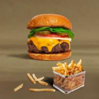 Cheese Fever Burger · American beef patty topped with melted cheese, lettuce, tomato, onion, and pickles. Served o...