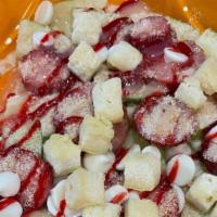 Strawberry Shortcake Apple Nachos · Sliced apples drizzled with white chocolate and strawberry sauce topped with crushed vanilla...