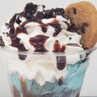 The Cookie Monster · Cookie Monster  Ice cream topped with cookie crumbles, chocolate syrup, whip. Our Sundae's a...