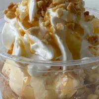 Caramel Apple Sundae · Vanilla ice cream topped with caramel and apple topping and nuts