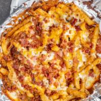 Grapevine Fries · Fries covered with mozzarella and cheddar cheese with bacon served with a side of ranch.