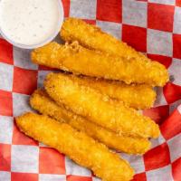 Spicy Fried Pickles · Served with ranch or bistro sauce.