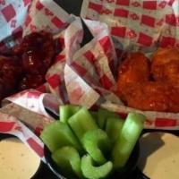 Boneless Wings 10 Pieces · Fresh boneless white meat breaded and fried, then tossed in your choice of sauce.