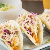 Fish Tacos (3) · Your choice of Sautéed Tilapia, Beer Battered Cod or Sautéed Shrimp 

Topped with chihuahua ...