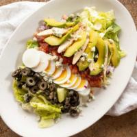 Cobb Salad · Grilled Chicken, Bacon, Bleu Cheese Crumbles, Red Onions , Avocado, Sliced Egg, Tomatos, and...