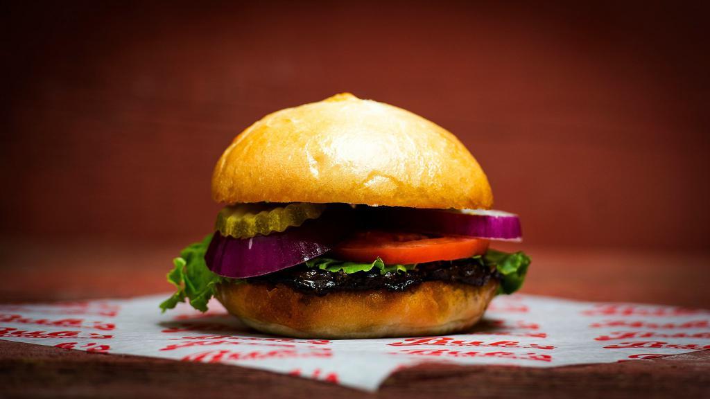 Portobello Sandwich · Bub's portobello sandwich is a hearty portobello mushroom cap marinated in our own balsamic vinaigrette and special seasoning then grilled over flame to perfection and served on a freshly baked bun. Be sure to select all toppings you would like included on each sandwich!