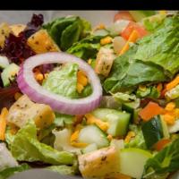 Bub'S Side Salad · 1/2 size of the bub's salad. A side portion of a crisp romaine lettuce  and customized with ...