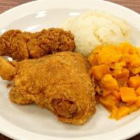 2 Piece Dark Meat Fried Chicken Meal (2 04764 00000 ) · Includes choice of two sides and a dinner roll.
