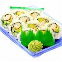California Roll (2 30129 0130 ) · Inside out roll with imitation crab stick, avocado, cucumber, and sesame seeds. Cut 10 piece...