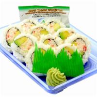 California Salad Roll (2 30129 0131 ) · Inside out roll with imitation crab salad, avocado, cucumber, and sesame seeds.  Cut 10 piec...