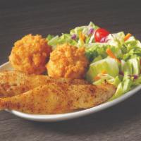 Kid'S Grilled Fish Tenders Meal · Two grilled fish tenders with a choice of side, drink, and a 3D fun pack.