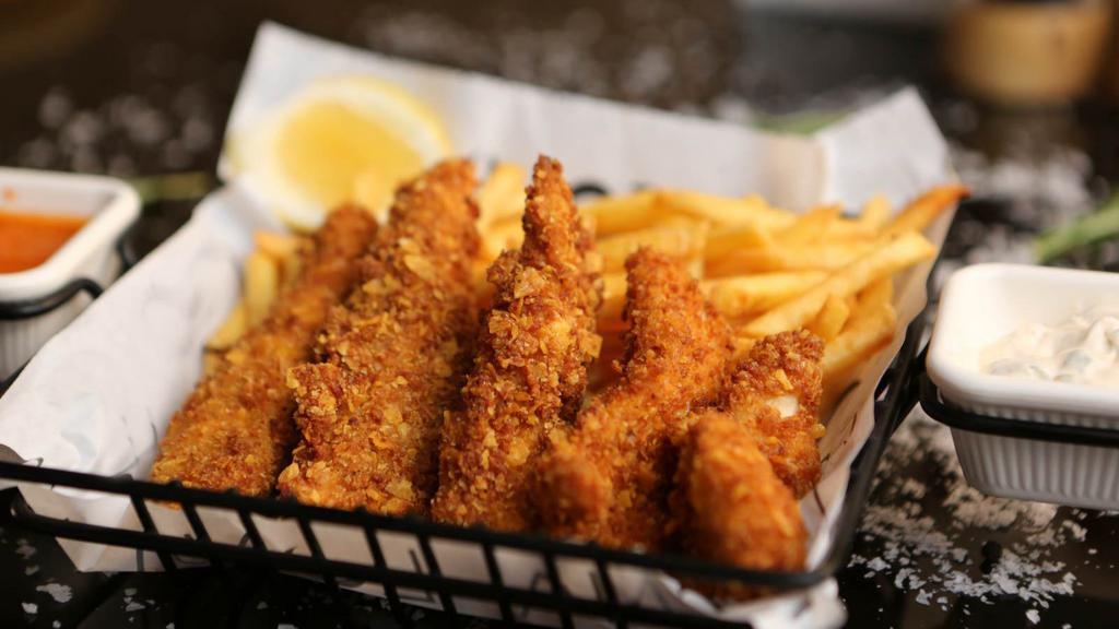 Chicken Fingers With Fries · Hot & Crispy Chicken Fingers, seasoned and fried to perfection. Served with a side of Fries.