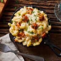 Bbq Chicken Mac And Cheese · Elbow macaroni with our classic cheese blend, chicken, bacon, and BBQ sauce.