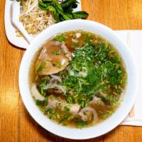 Pho · Clear beef broth served with rice noodles, choices of your protein, cilantro, green onions a...