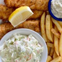 Fish & Chips  · Enjoy 3 delicious pieces of crispy fried cod served with french fries, a side housemade cole...