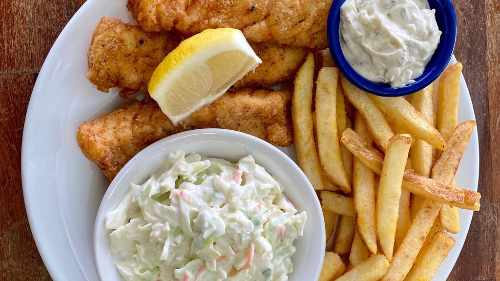 Fish & Chips  · Enjoy 3 delicious pieces of crispy fried cod served with french fries, a side housemade coleslaw, and zaatar aioli!