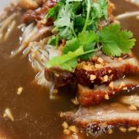 Duck Noodle Soup · Thin rice or egg noodles with bean sprouts, Chinese broccoli, fried garlic and cilantro in t...