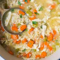 Chicken Rice · Savory soup with a poultry base.