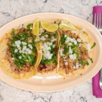 Tacos · A regular soft tortilla with choice of meat topped with cilantro, onions and limes.
EVERY TW...