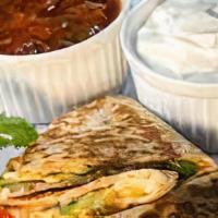 Kid'S Cheese Quesadilla · Served with rice and beans