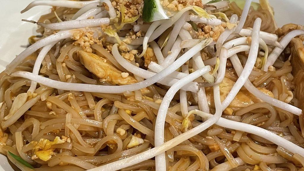 Pad Thai / Stir-Fried Rice Noodles · Recommended. Rice noodles stir-fried with house-made pad Thai sauce, egg bean sprouts, green onions, and ground peanuts.