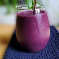 Blueberry Smoothie · Organic blueberries, organic bananas, oats and almond milk.