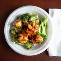 Shrimp With Broccoli · Served with white rice.