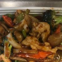 Szechuan Chicken · Served with white rice. Hot and spicy.