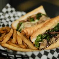 Papa'S Pork Roast Sammie · slow roasted pork thinly sliced, topped with sharp provolone, red onion and broccoli rabe