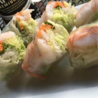Fresh Salad Roll · Vegetables rolled in rice paper wraps. Chicken, tofu or shrimp.