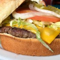 Cheeseburger · Topped with your choice of american, swiss, cheddar, provolone or pepperjack. Double the mea...