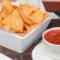 Chips And Salsa · Crisp tortilla chips deep fried in house with loughmiller’s chunky salsa.