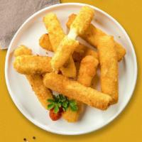 Monster Mozzarella Sticks · Mozzarella cheese dipped in batter and deep fried to perfection.