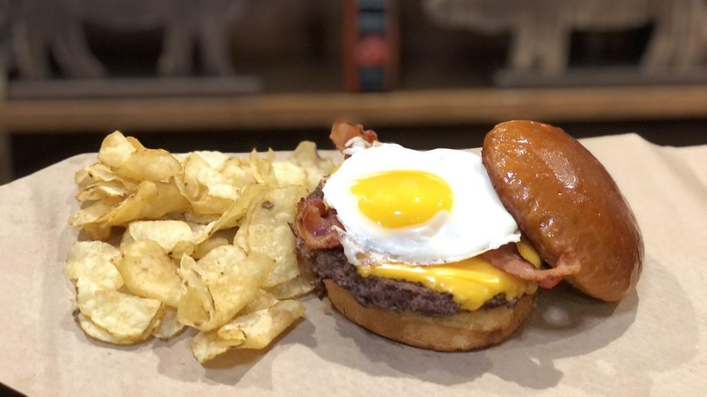 Breakfast Burger · Fresh 1/2 lb burger topped with fried egg, bacon, and cheese.
Substitute grilled chicken breast for burger patty available