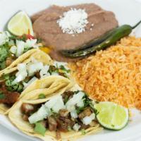 Taco Plate · 3 street tacos (shrimp and fish excluded). With your choice of meat.