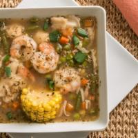 Large Seafood Gumbo · Tasty Seafood Gumbo with real crab meat, shrimp ,Gumbo, Chicken, Lobster meat, Scallops and ...